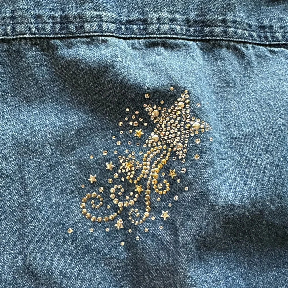 Vintage star bedazzled chambray top size L - Picture 7 of 8